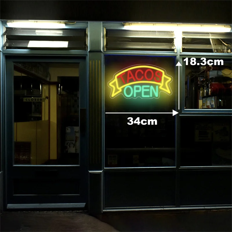 Keepos Open Neon Signs Wall Decor, LED Tprogressif Neon Light for Mexican Restaurant Party, Food Light, Kitchen, Coffee Decor, Welcome Sign