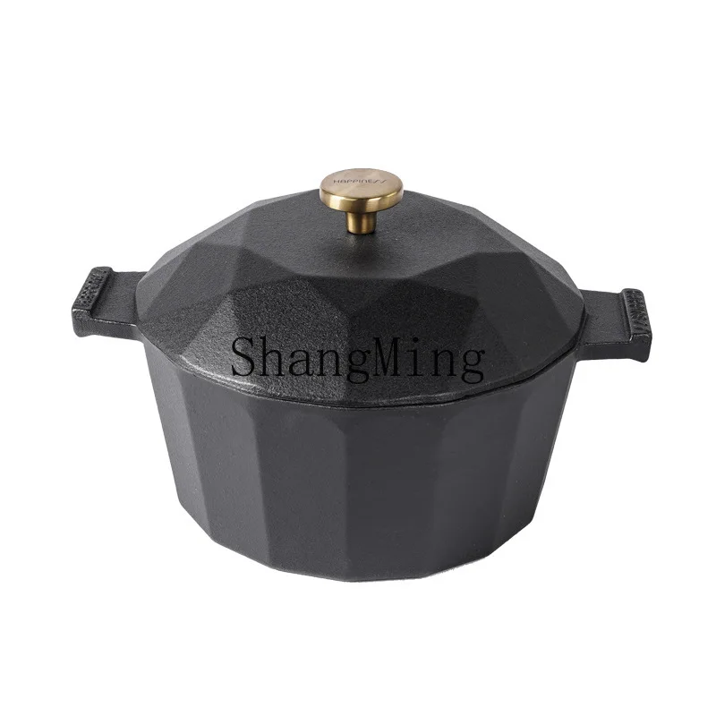

ZD Modern Simple Diamond Enamel Pot Cast Iron Nonstick Pan Multifunctional Household Soup Pot Induction Cooker Universal