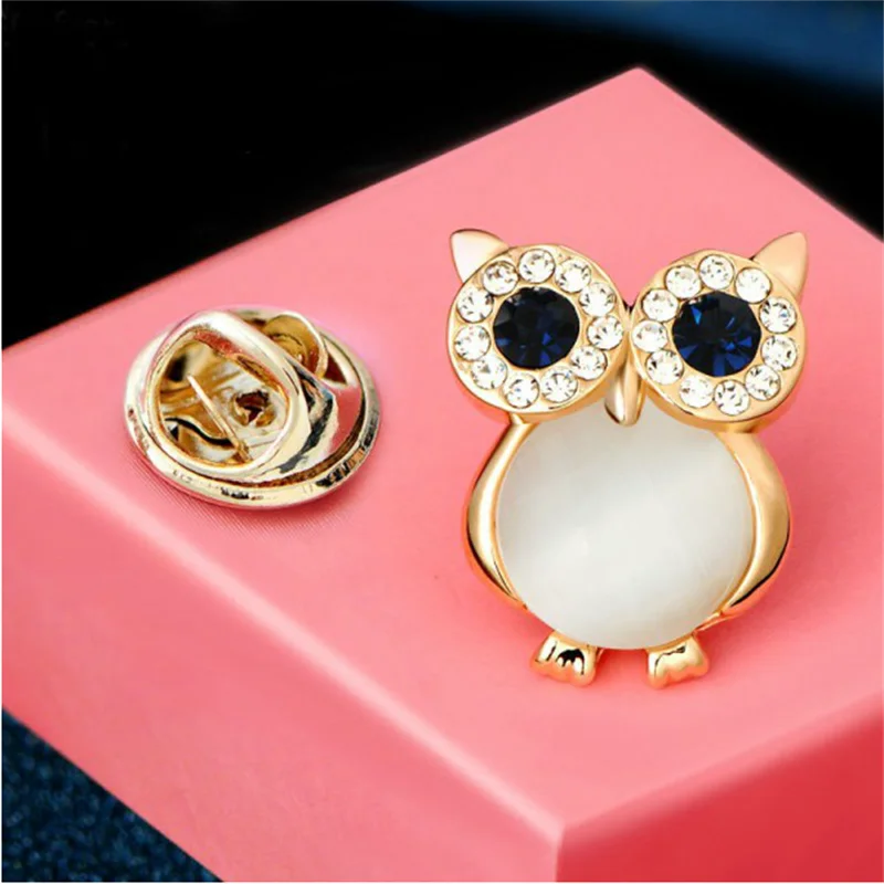 Cute Crystal Owls Brooch Opal Stone Animal Brooches Pin for Women Girls Fashion Jewelry Suit Clothing Buckle Accessories