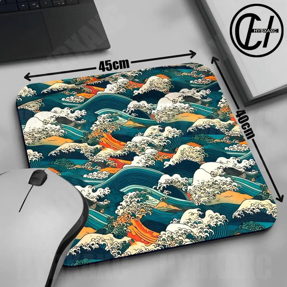 Small Decor Japane Blue Waves Mouse Pad Multiple sizes Large Square Computer Office Game Table Mat XS Rubber Anti-slip Mousepad