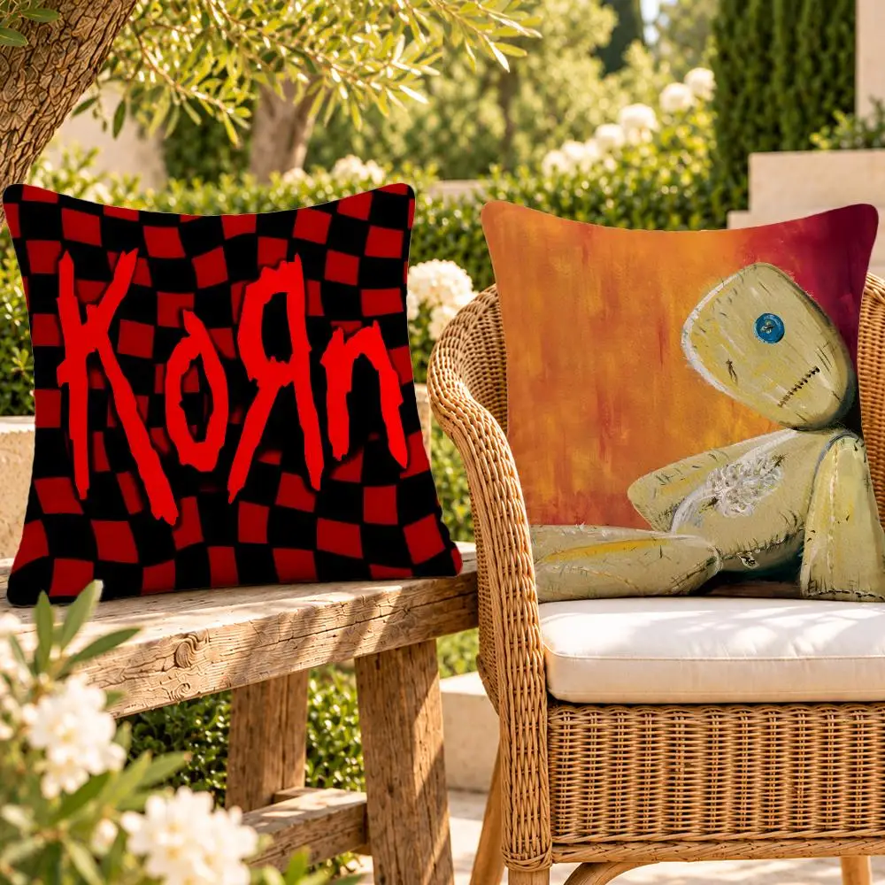 Band Nu Metal Korn Cushion Cover Soft Plush Throw Pillow Cover Washable Sofa Bed Patio Chair Home Decor
