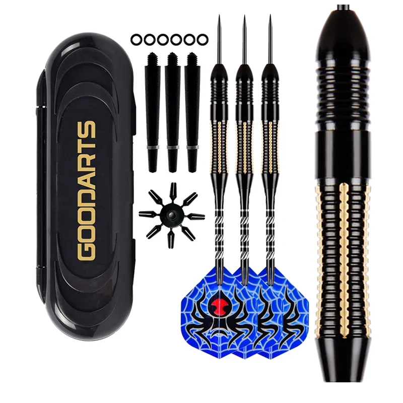 3 Pcs Professional Dart Set 25g Metal Tip Precision Engraved Heavy Duty Brass Barrel with Extra Nylon Shaft Protector Dart Case