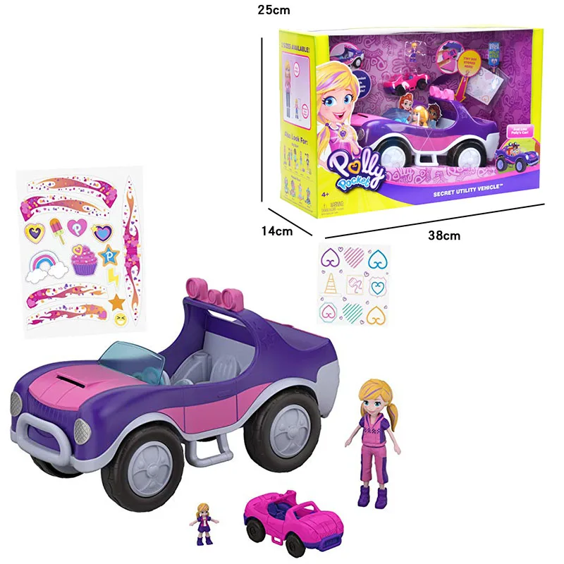Muñecas de bolsillo originales Polly, Mini centro comercial Polly, patio de juegos, caja del Tesoro, accesorios, juguetes familiares dulces para niñas, casa de juegos