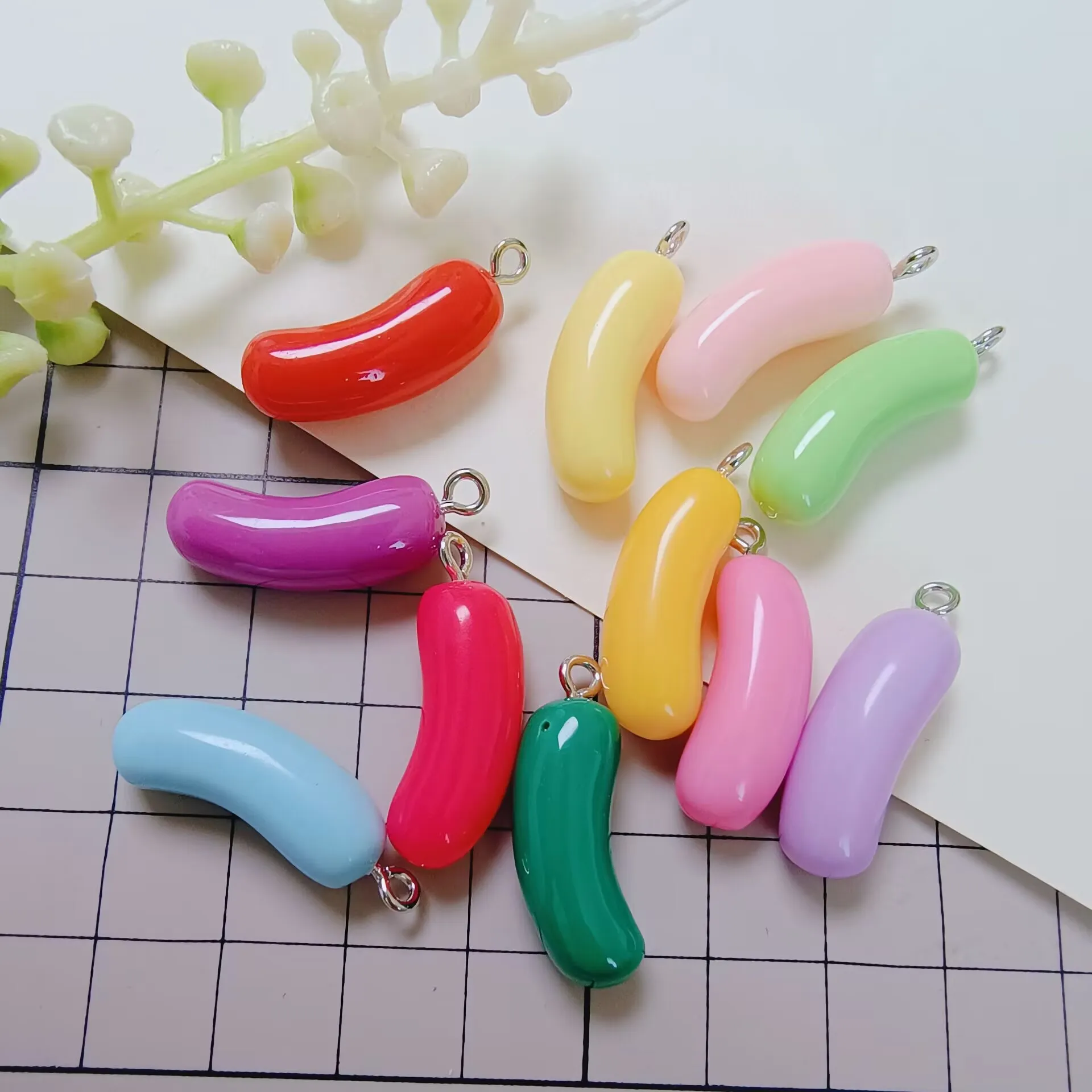 Simulation Resin Jelly Beans Earring Charms Cute Mini Sugar Candy Bracelet Necklace Pendants DIY For Jewelry Make