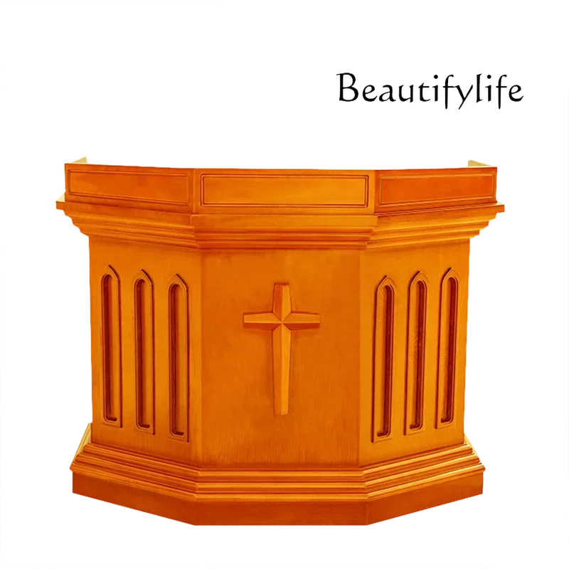 Solid wood European-style suitable for churches, church lecture tables, lecture tables, light luxury, simple and advanced sense