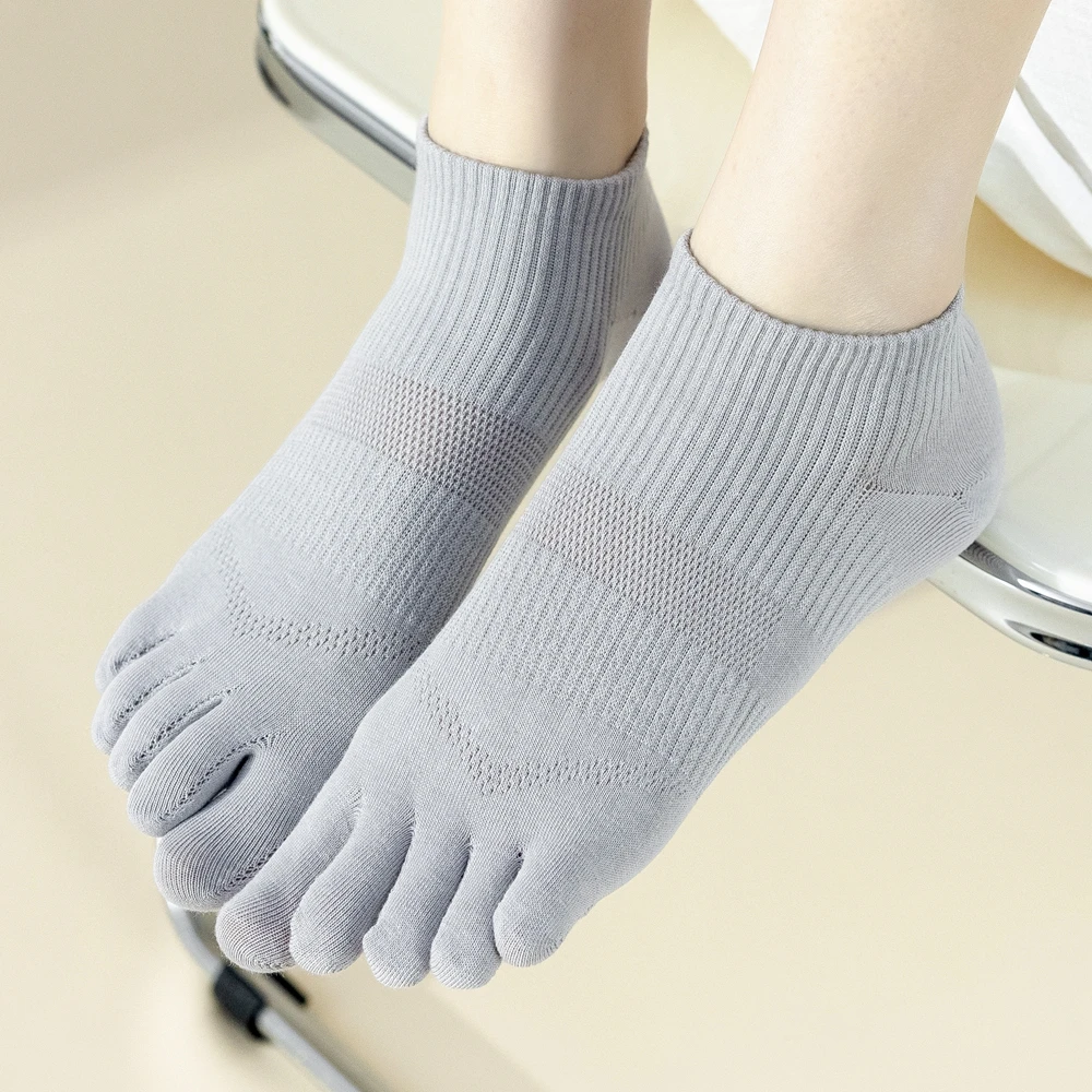 5 Pairs Five Fingers Socks Women Cotton Mesh Summer Toe Socks Sports Anti-slip Low Cut Ankle Socks with With Separate Fingers