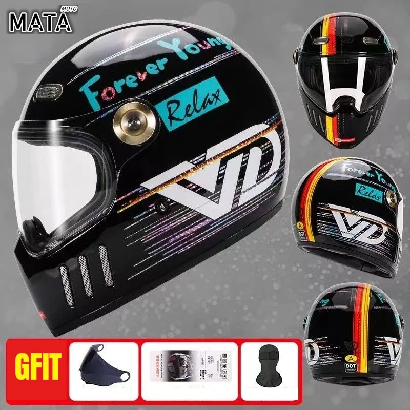 

Vintage Helmet Indian Black Knight Combination Helmet Men's Motorcycle Full Helmet Casco Moto DOT Certification