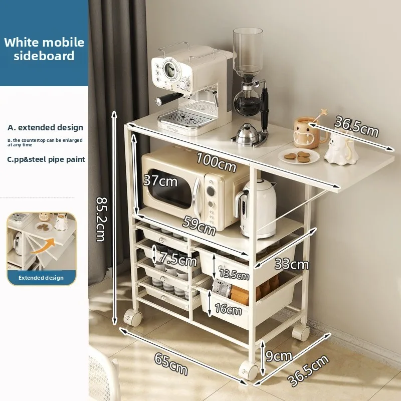 White kitchen rack, microwave oven rack, oven pot storage rack.