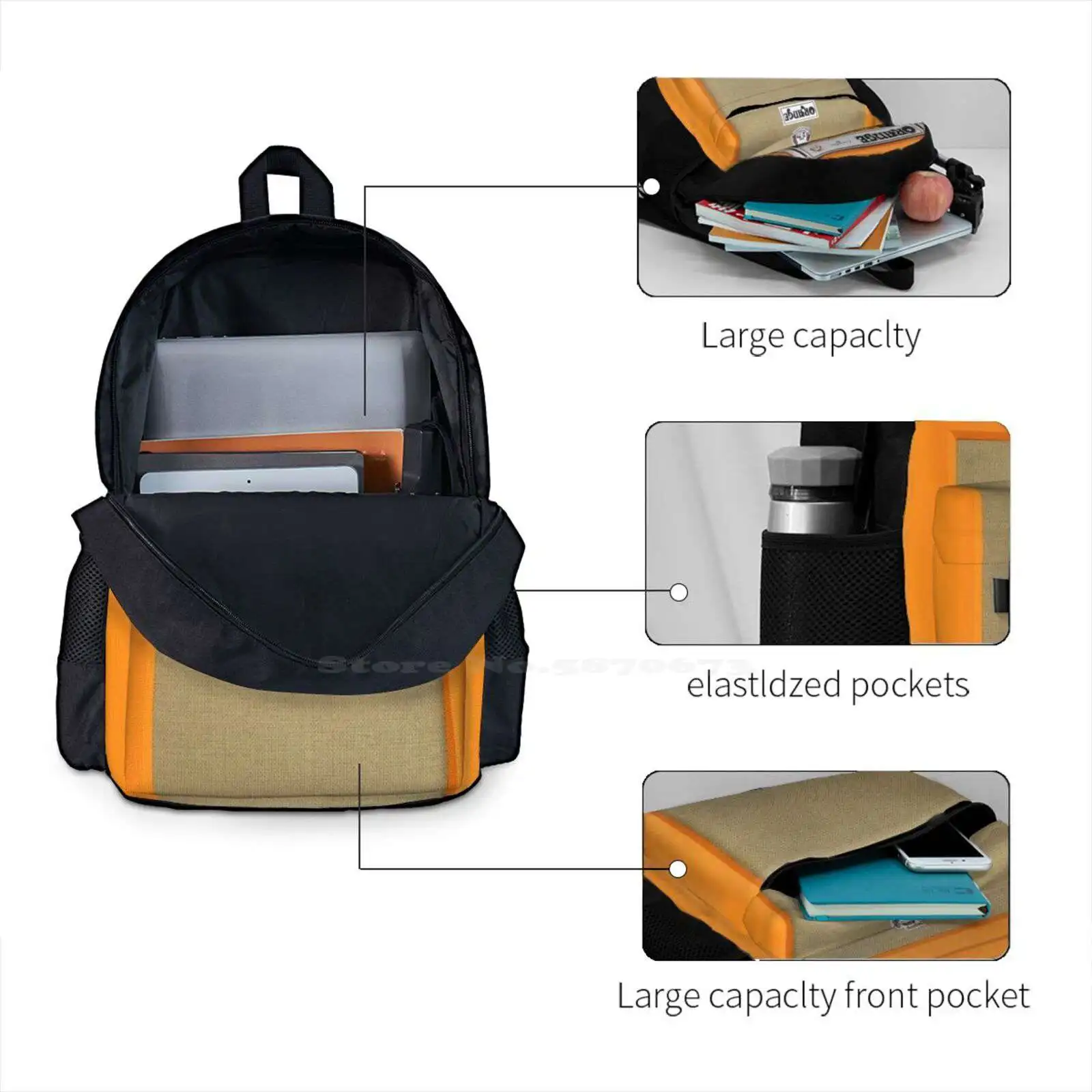 Orange Hot Sale Schoolbag Backpack Fashion Bags Orange Guitar Amp Dplmt Music