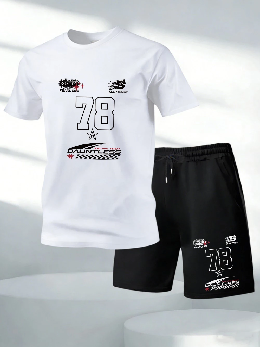 

Men's summer t-shirt set with prints men's fashionable casual short-sleeved trendy casual sportswear versatile set Quick-drying