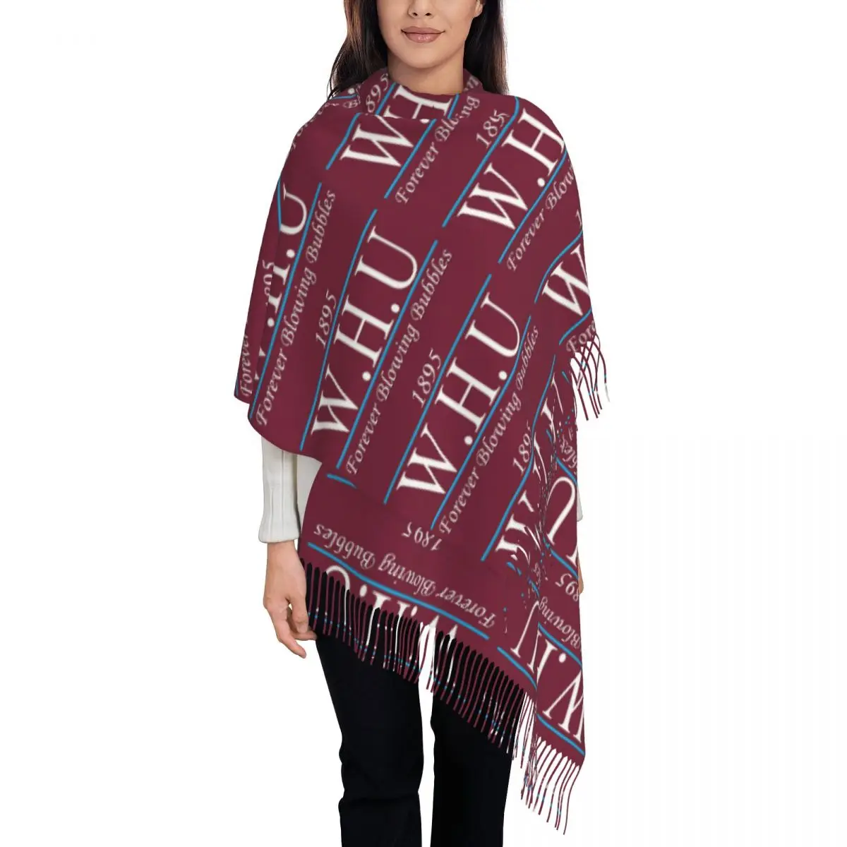 1895 Founding Years Scarf Tassel Scarves for Women Soft Warm Shawls and Wraps Long Fall Winter Shawl Wrap