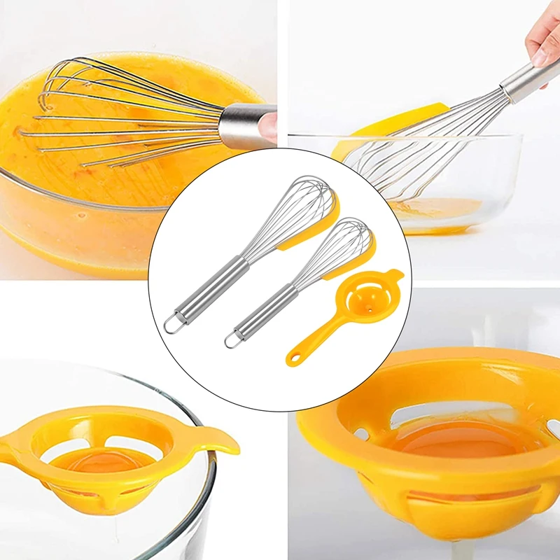 Stainless Steel Balloon Wire Whisk With Silicone Spatula, Egg Whisk For Mixing Whisk, For Stirring / Cooking Baking