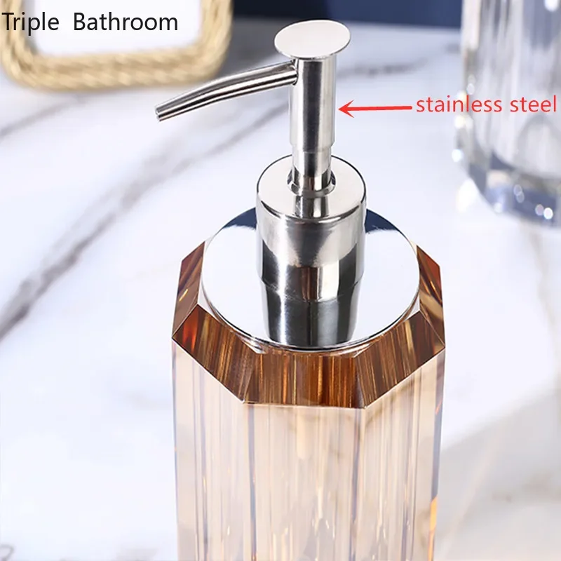 300ml Light Luxury Liquid Soap Dispenser Crystal Transparent Shower Gel Shampoo Dispensing Bottle Container Bathroom Accessories