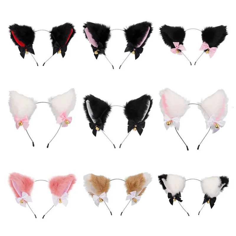 

Children Plush ears Fancy Head Band Women furry cat ears Hairband Dog Cat Ear Shape Headwear Multi Colors Carnival Hair Hoop