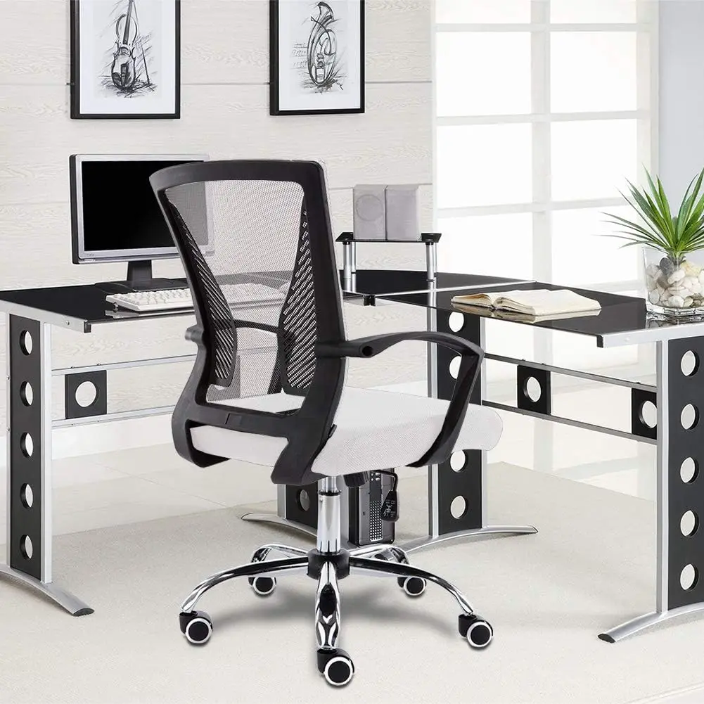 Zuna-Chaise de Bureau Ergonomique à Dossier Mi-long, en Maille, Noir/Blanc