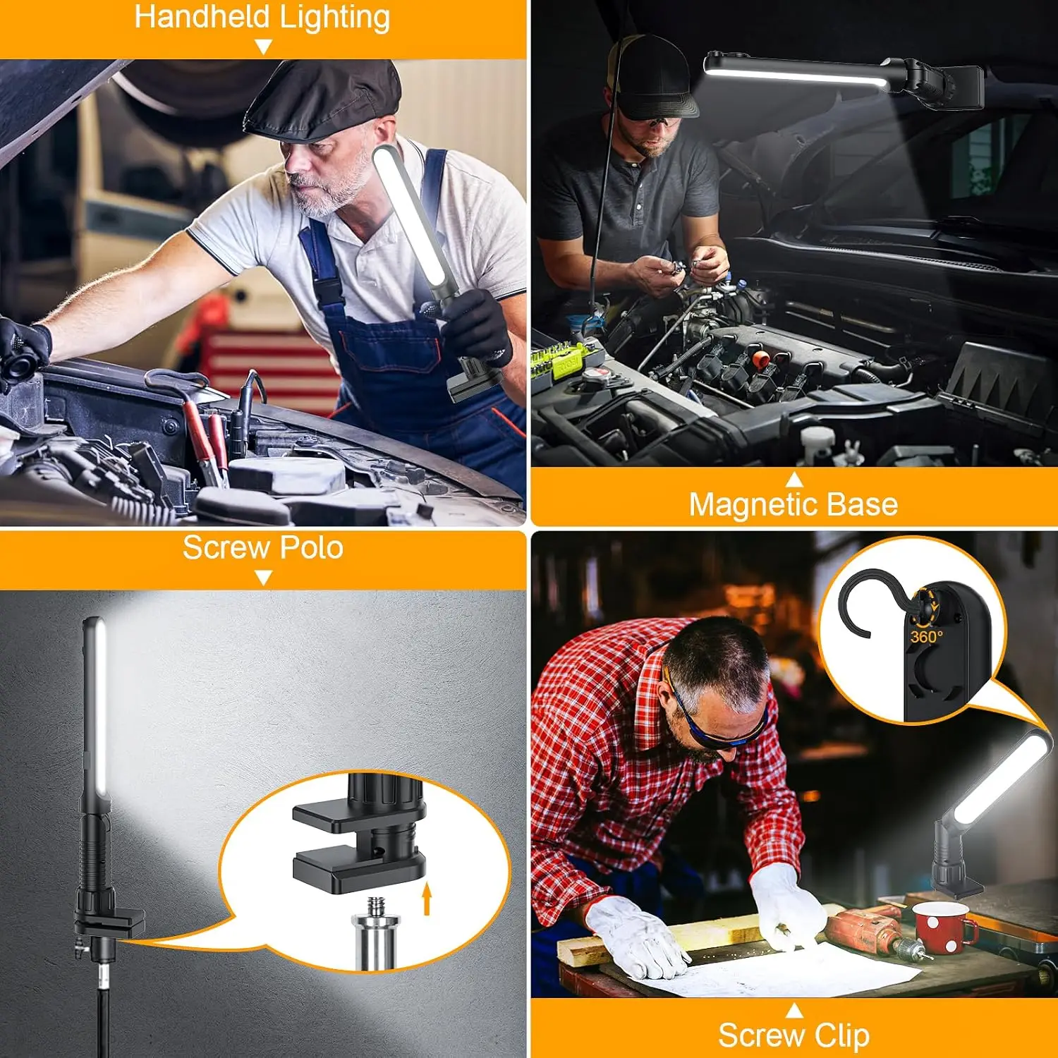 Rechargeable Mechanic Work Light, Portable Magnetic LED Bar, Underhood Light for Repairing