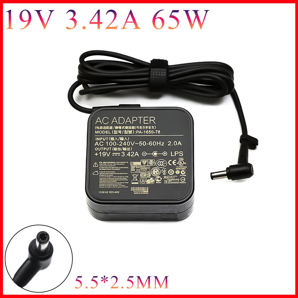 19V 3.42A 65W 5.5X2.5mm AC Adapter Laptop Charger For Asus A555L X555L X555LA X555LB X555LF X550CC X550L X550LA X550LB X550CL