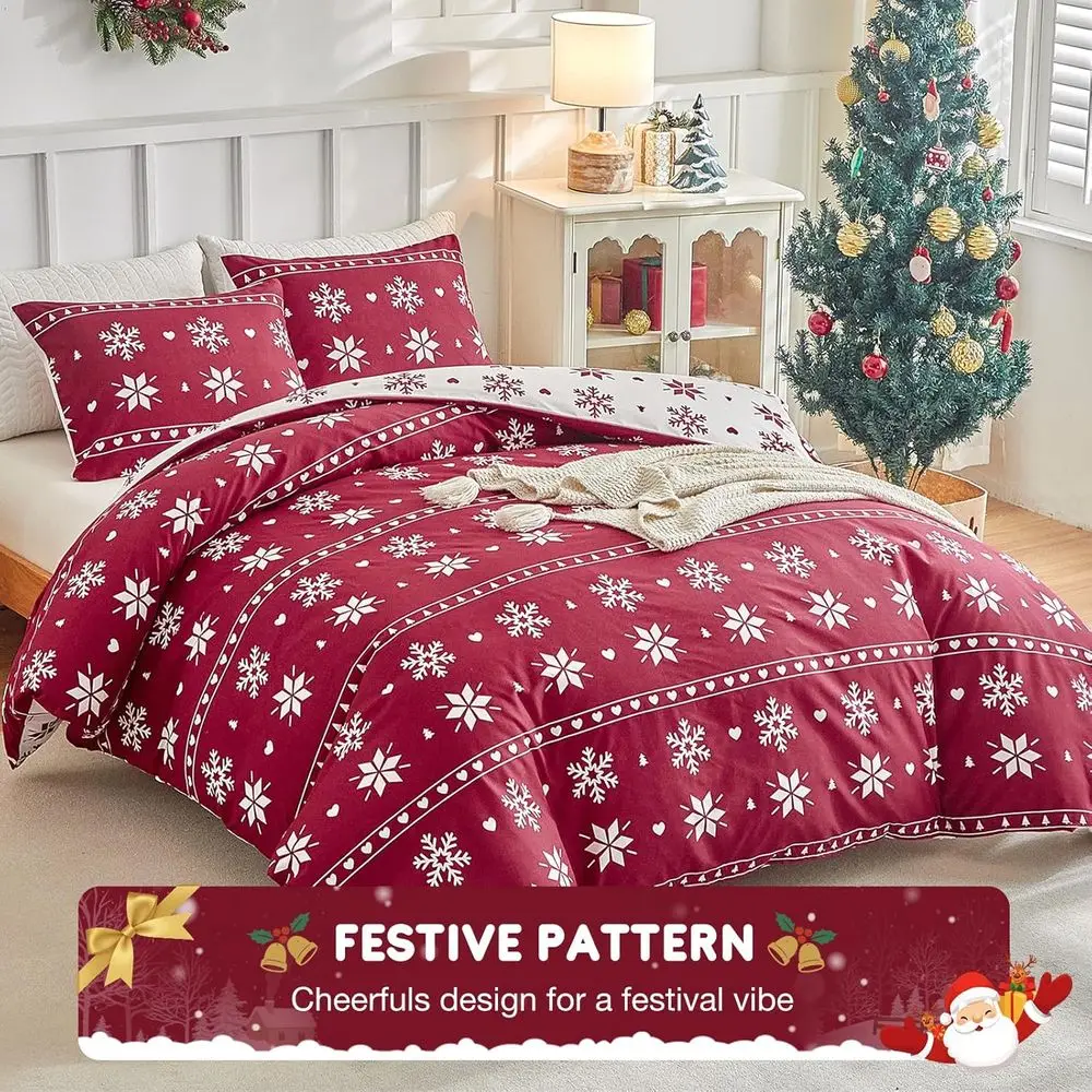 Conjunto de capa de edredão reversível Queen Size com zíper e laços de canto, 1 capa de edredom 90x90 polegadas + 2 fronhas