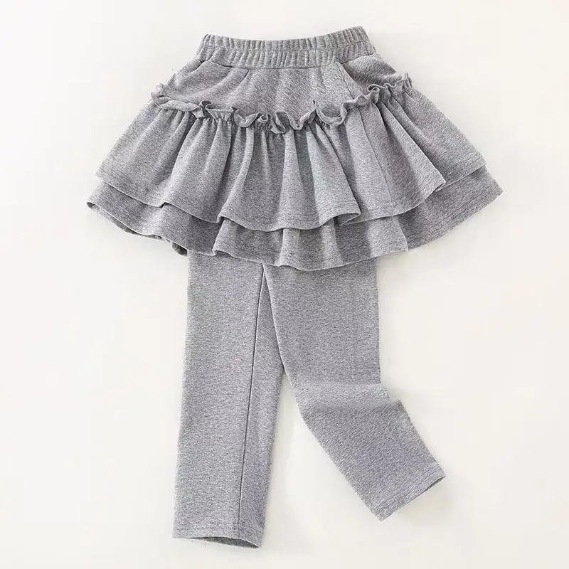 

2-7 Y Winter Korean-inspired Girls' Skirt-Trousers Adorable Ruffled Faux Two-piece Layered Skirt-Trousers Girls' Skirt-Trousers