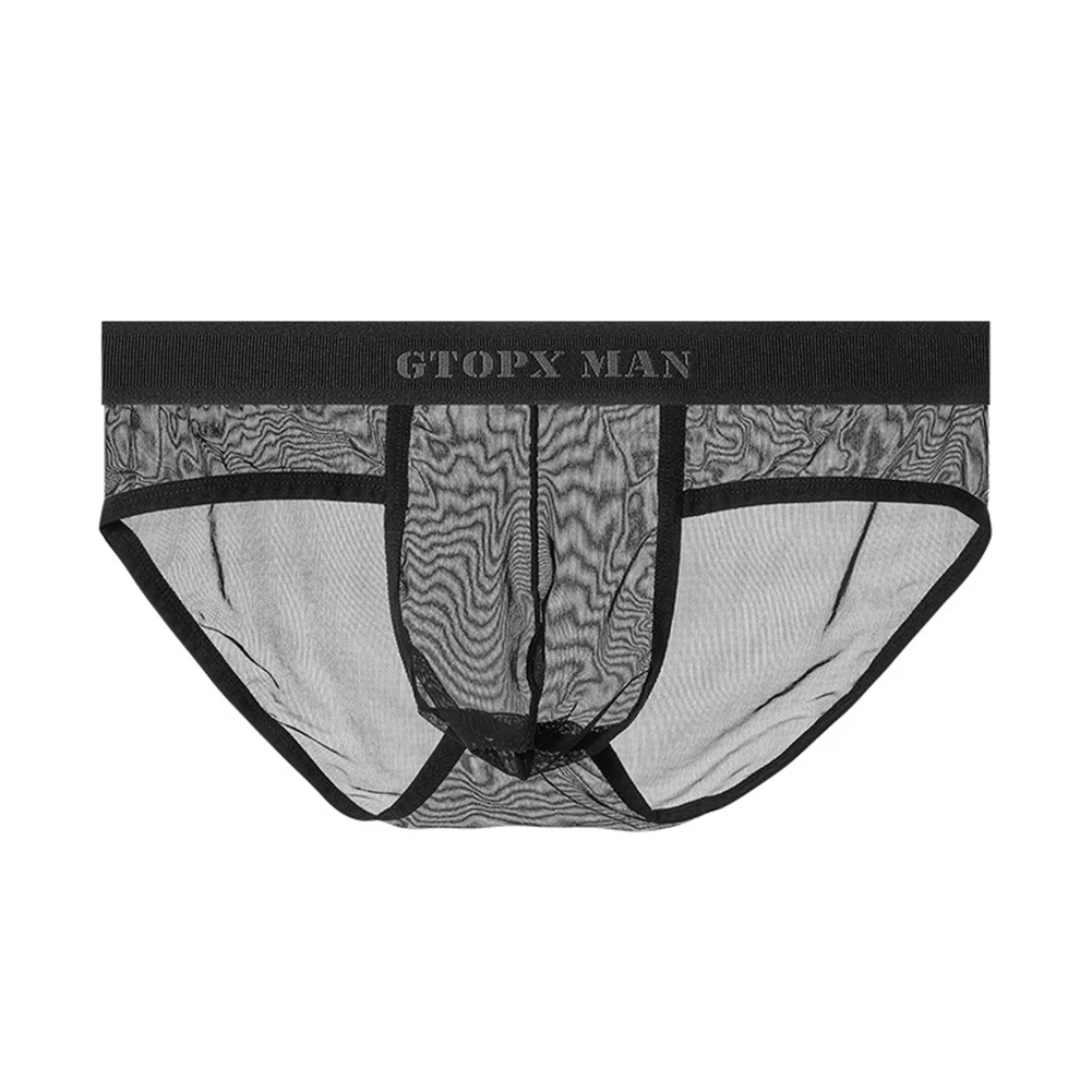 Sexy Mens Ice Silk Sheer Briefs Underwear Mesh Bulge Pouch Panties See Through Breathable Scrotum Underpants U Convex