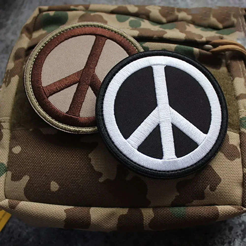 Embroidered Hook and Loop Patches, Anti War Emblem, Peace Morale Badge, Tactical Backpack Decoration Sticker