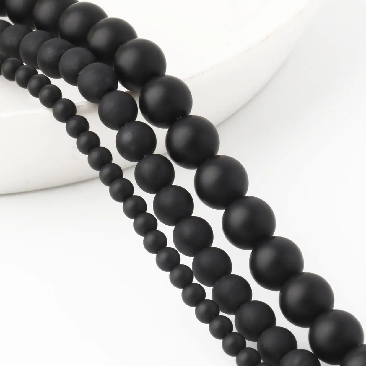 New Natural Stone matte Black Quartz Crystals Beads Smooth Loose Beads 2 6 8mm for Jewelry Making Charm Accessories DIY Bracelet