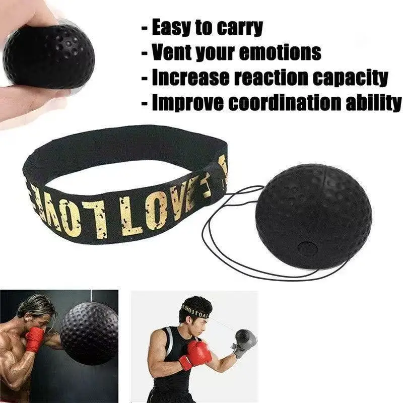 Boxing Reflex Speed Punch Ball Boxing Rubber Balls for Agility Reaction Training with Sweatband Fitness Equipments Accessories