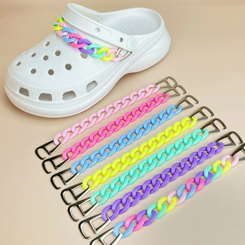 2 pcs/lot Acrylic Color Shoe Buckle Shoe Chains with Metal Buckles Acrylic DIY Materials Color Accessories SB2028