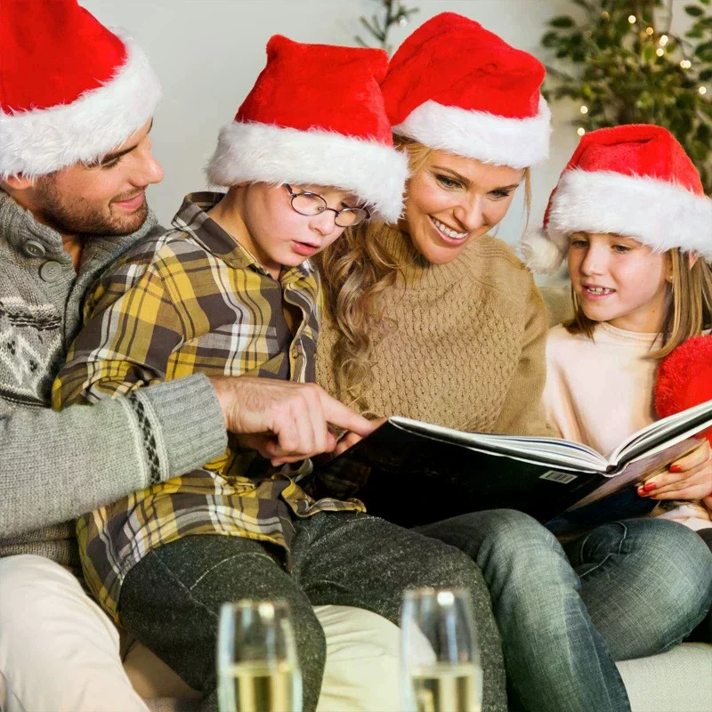 Świąteczna pluszowa czapka Świętego Mikołaja, nowatorska czapka, akcesorium do ubrań świątecznych dla dzieci, rekwizyt do przebierania, dekoracja, prezent dla Świętego Mikołaja, artykuły na przyjęcie.