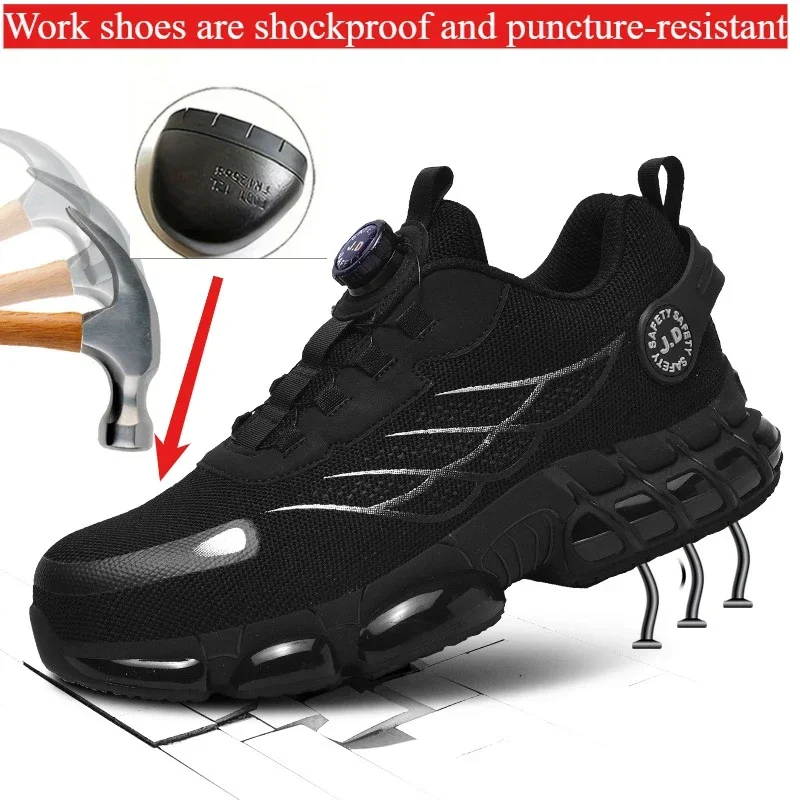 

Rotating Button Safety Shoes Men Anti-smash Anti-puncture Work Shoes Fashion Men Safety Sport Shoes Security Protective BootsMen
