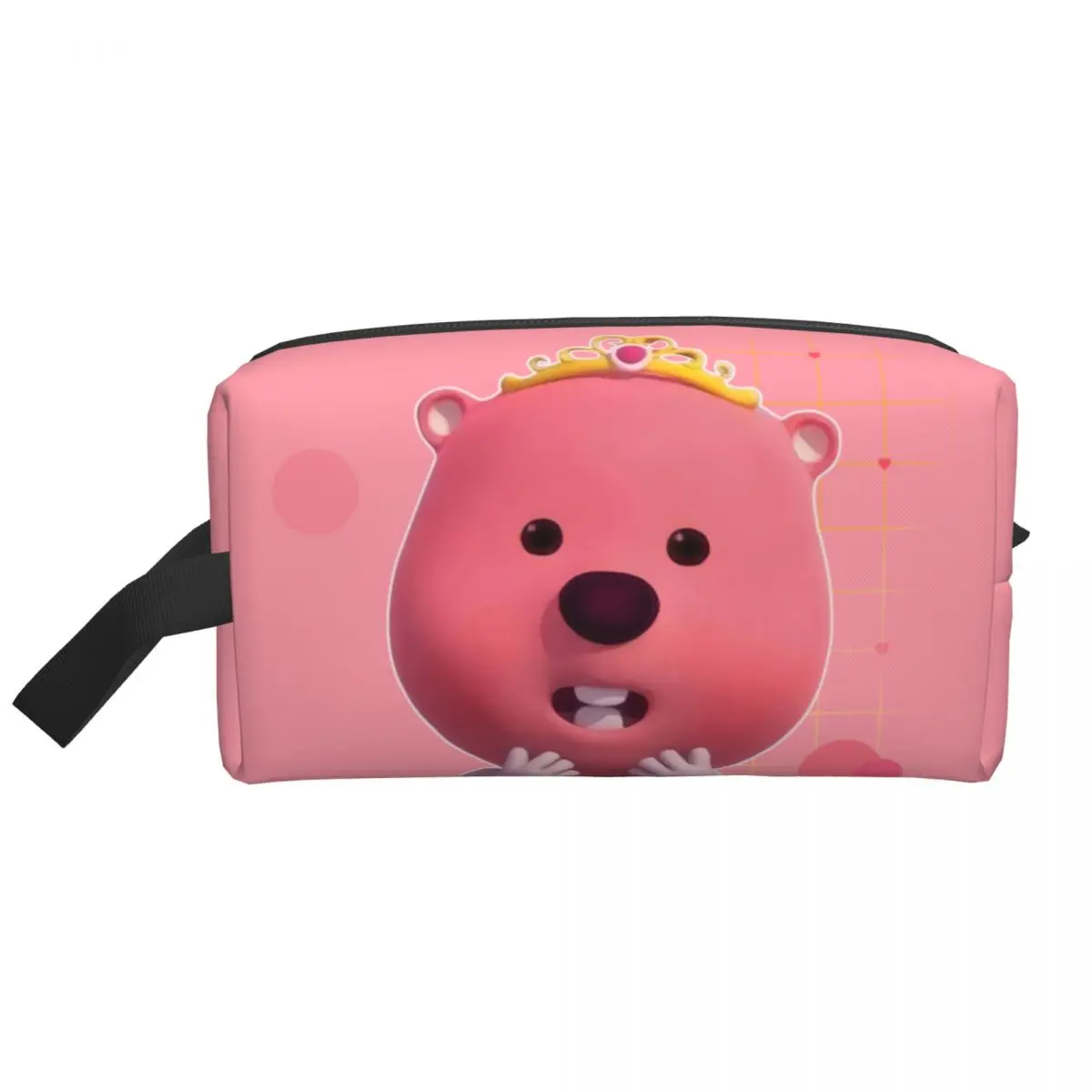 Custom Travel Pink Cartoon Anime Little Beaver Loopy Toiletry Bag Makeup Cosmetic Organizer Women Beauty Storage Dopp Kit Case