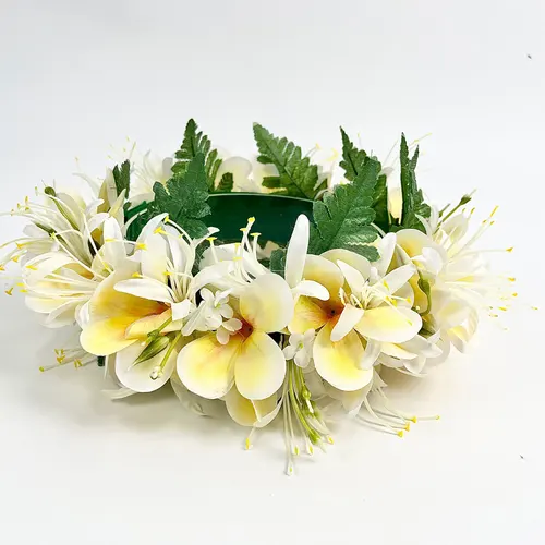 Imagen 2 del producto Diadema de seda de 64CM con diseño de araña, lirio, Plumeria, Haku, Hawaii, fiesta de baile, Hula, ropa para niña, cabeza Lei Luau, guirnalda Floral, corona de cabeza de Tahití