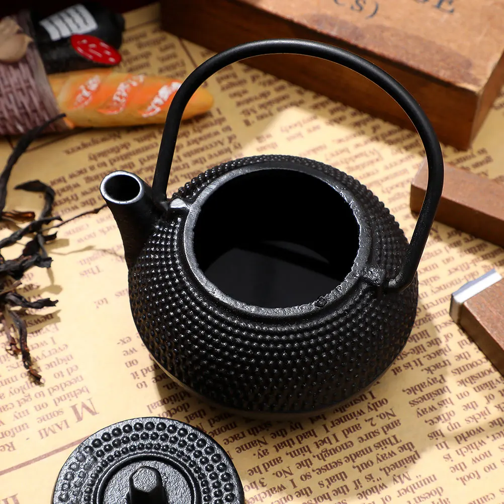 

2 Pcs Cast Iron Teapot Black A Grade Heat Mini Tea Kettle Resistant Compact Lightweight Decorative Kitchen Bar Supplies