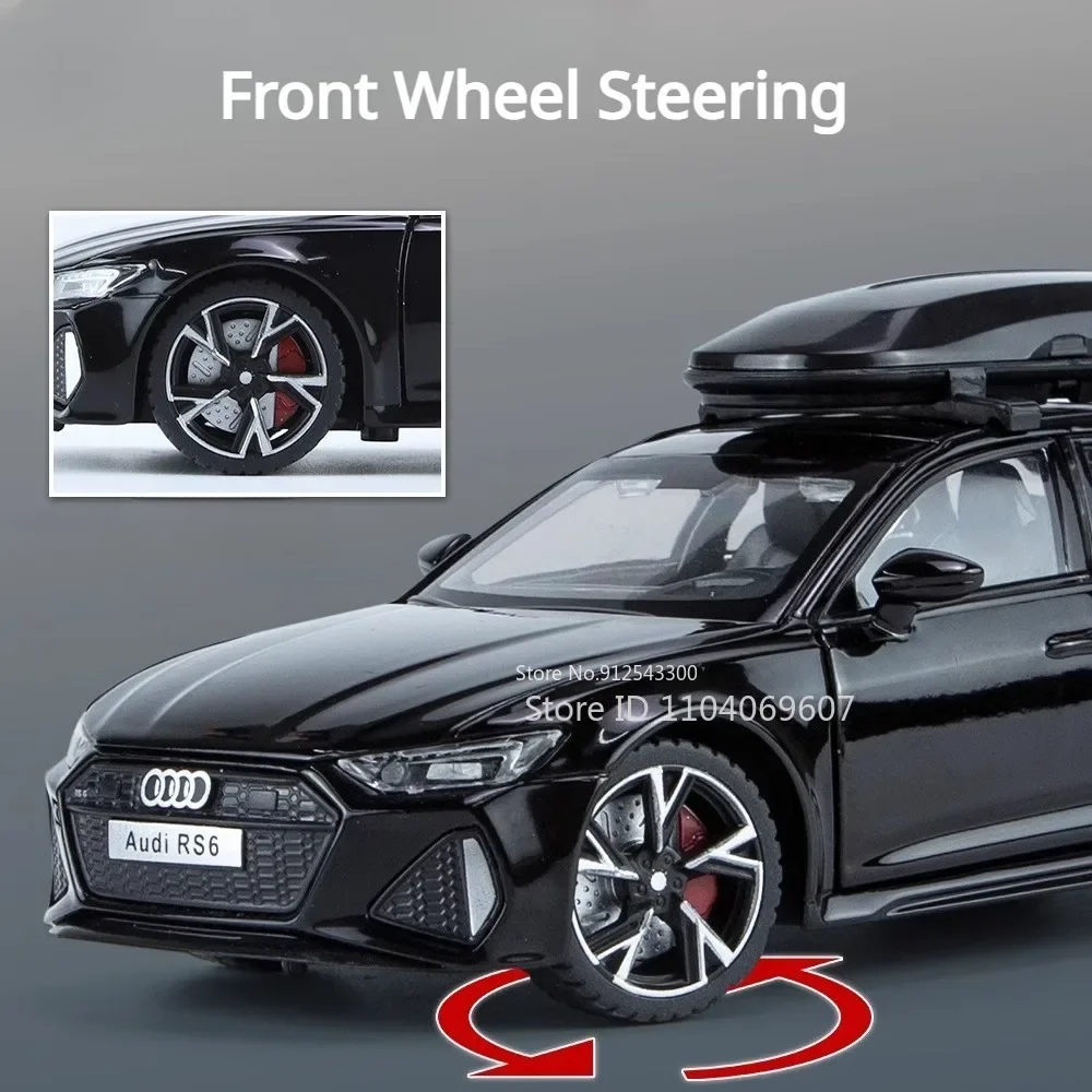 1/32 RS6 Car Model Toy Alloy Diecast Simulation with Shock Absorption Sound Light Door Opened Vehicle Model Birthday Kids Gifts