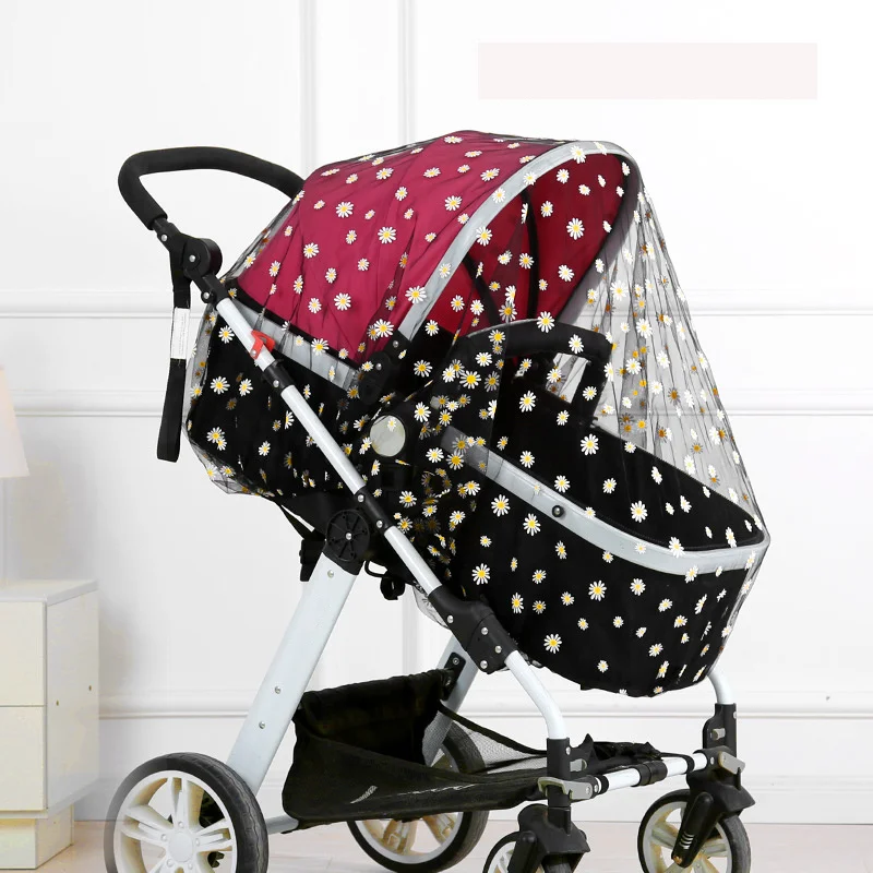 

Baby Stroller Mosquito Net Encrypted Car Seat Sun Shade Insect Mesh Net Universal Daisy Pattern Baby Protection Stroller Cover