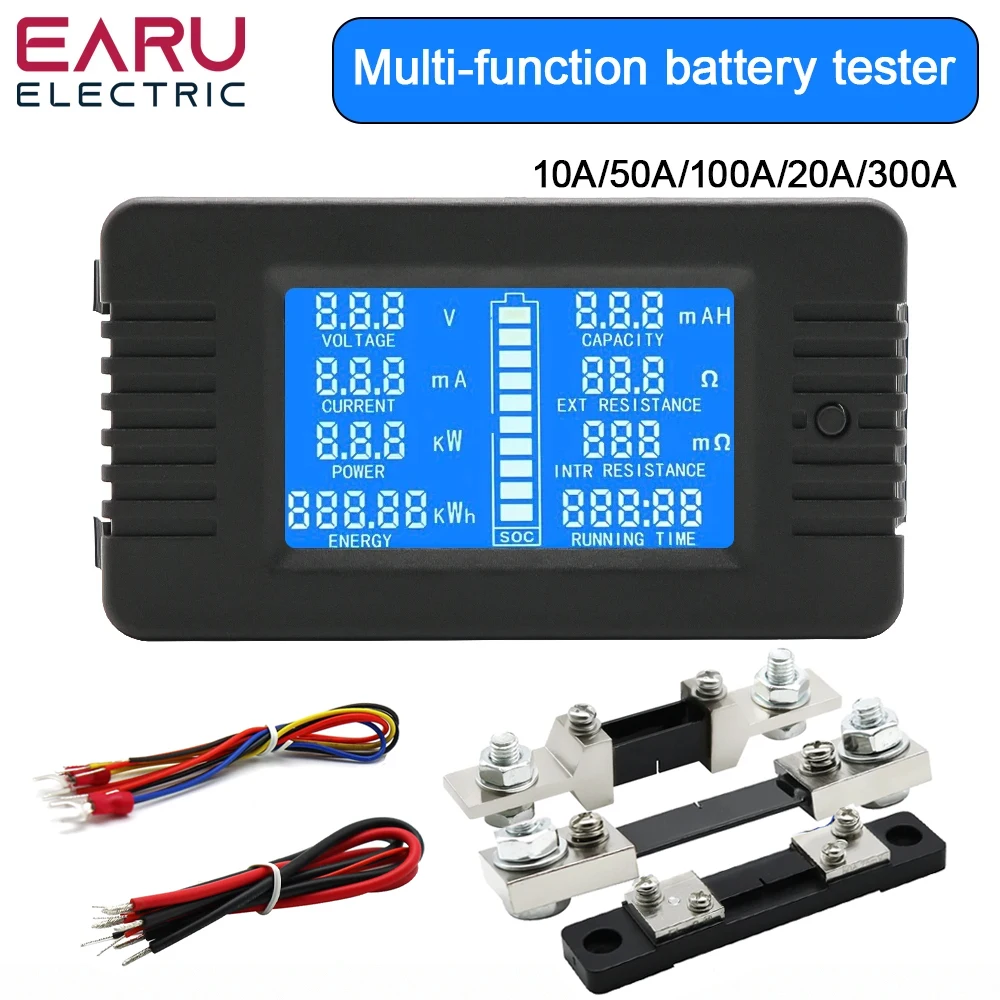 Voltímetro e Amperímetro Car Battery Tester Resistência Capacidade Electricidade Voltage Meter Monitor Pzem013 dc 0200v 10a 50a 100a 200a