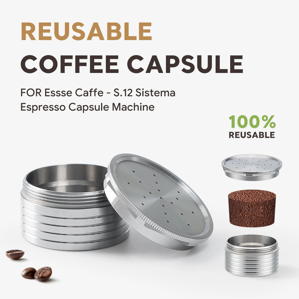 Reusable Coffee Capsule For Essse Caffe S.12 Sistema Espresso Coffee Maker Stainless Steel Refillable Coffee Filter Pods