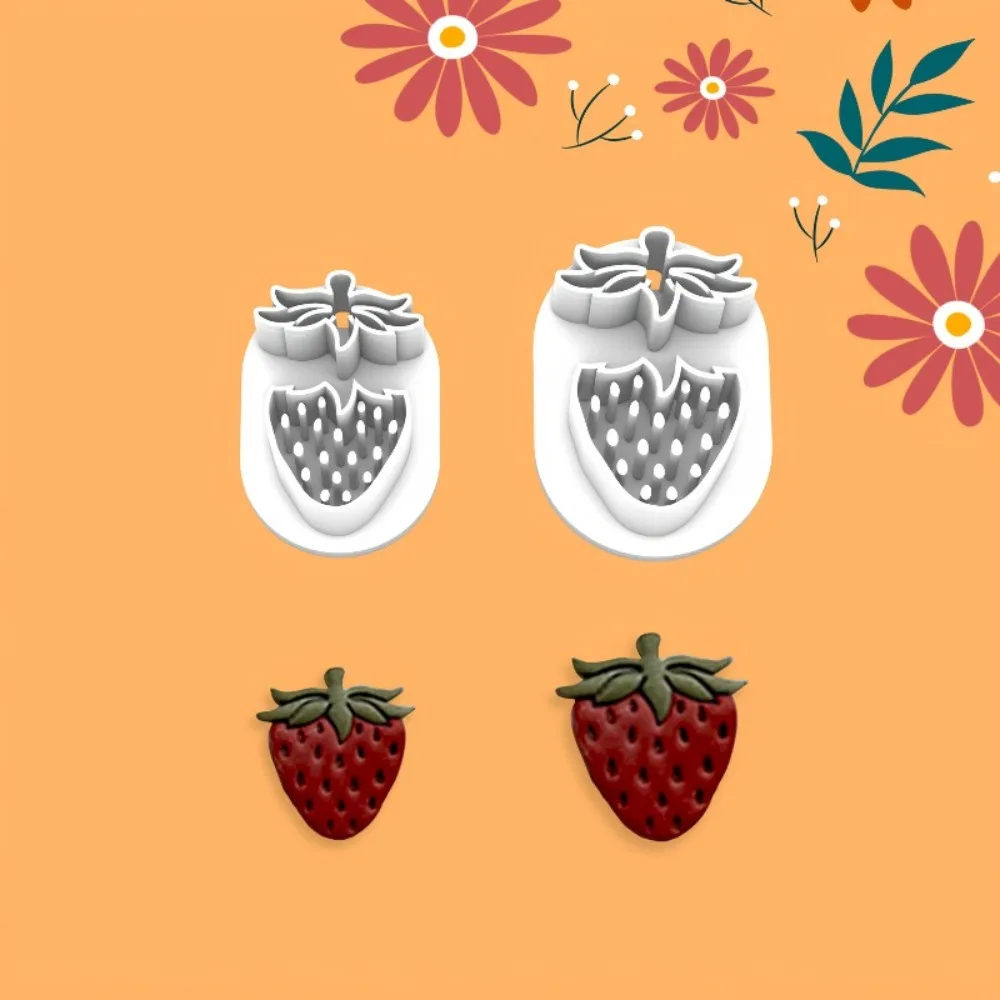 2Pcs Strawberry Polymer Clay Cutters Hollow Berry & Leaf Molds for Boho DIY  Handmade Earrings Necklaces & Keychains  Crafts