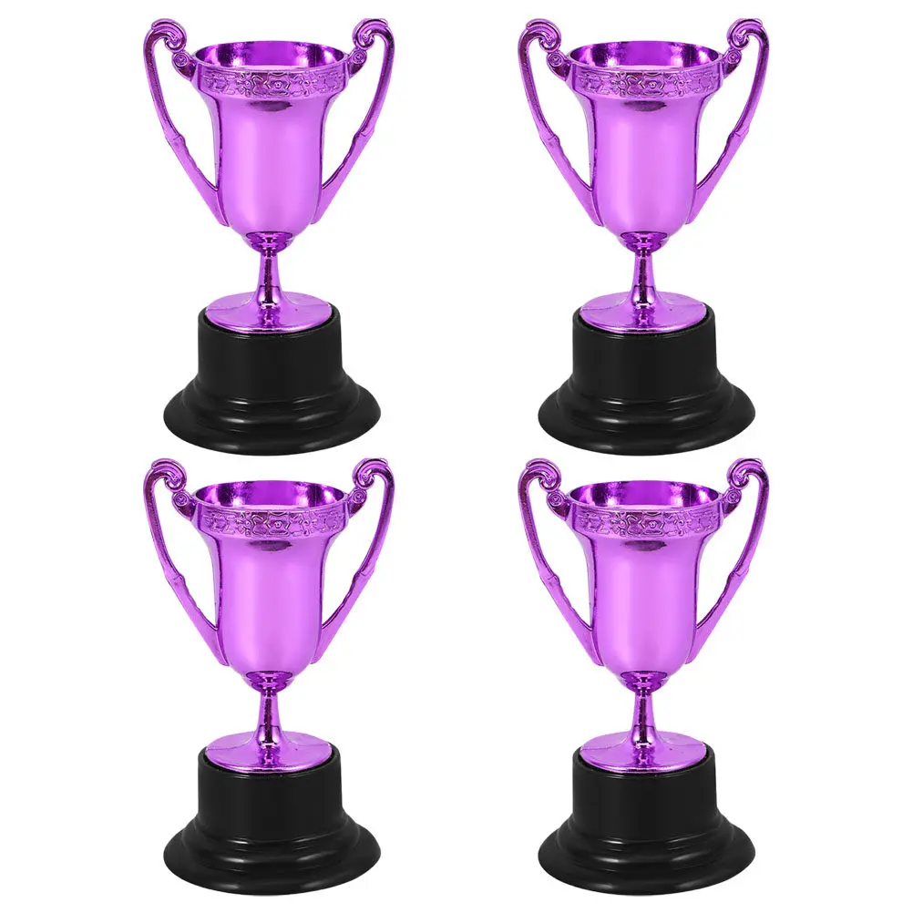 

4Pcs Plastic Mini Trophies Compact Size Eyecatching Design Versatile Use Trophy Decoration for Sports Events Parties