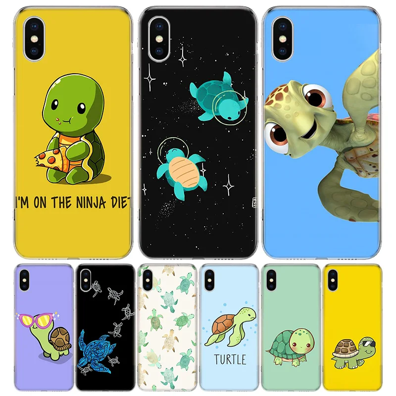 Cartoon Sea Turtle Tortoise Silicon Call Phone Case For Apple iPhone 16 15 14 11 Pro Max 13 Plus 12 Mini 7 8 + X XR XS SE Cover 