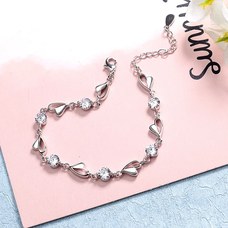 Lihong Luxury S925 Sterling Silver Love Bracelet AAA Zircon Crystal for Women Party Engagement Jewelry Gift