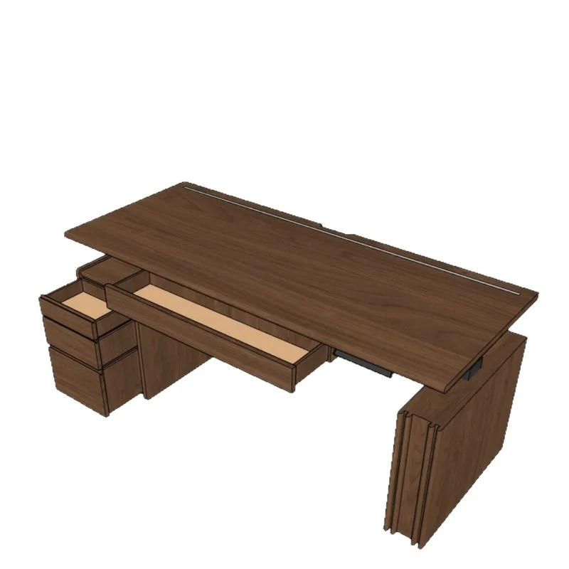 All solid wood intelligent electric lifting table study storage table home office learning black walnut lifting computer desk