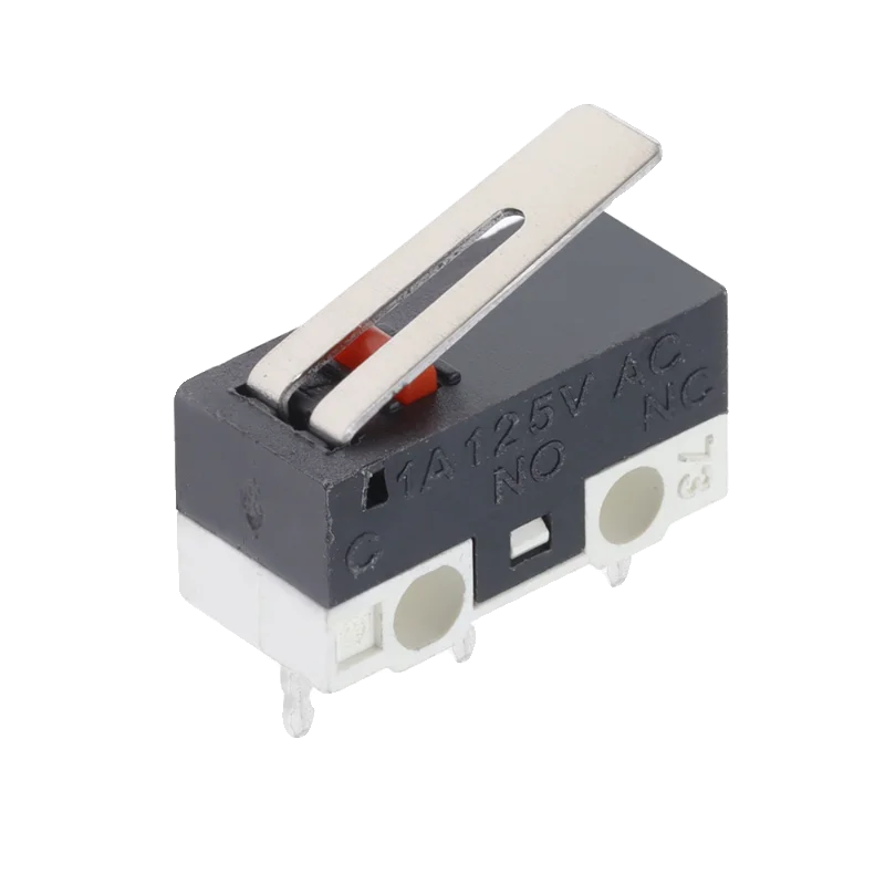손잡이가 있는 흑백 마우스 스위치 10개, 핀 3개, 1A, 125V AC, 직사각형, 소형 마이크로 스위치, 고품질.