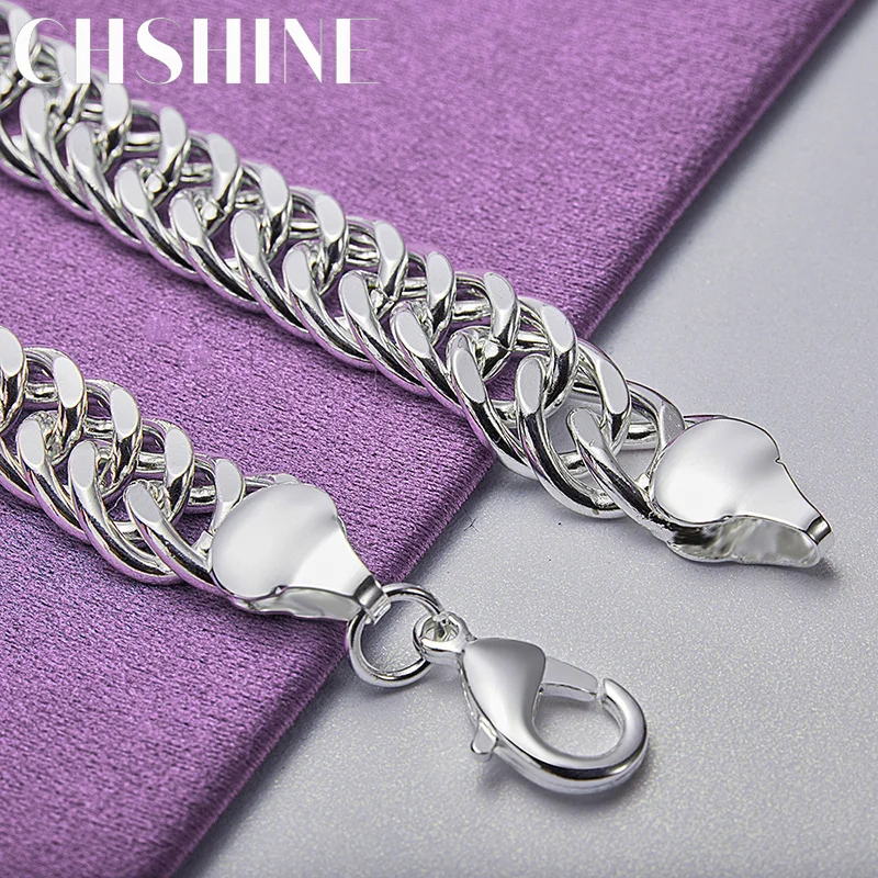 CHSHINE стерлингового серебра 925 пробы для мужчин 10 мм боковой браслет-цепочка для женщин модные очаровательные ювелирные изделия подарки для свадебной вечеринки оптовая цена
