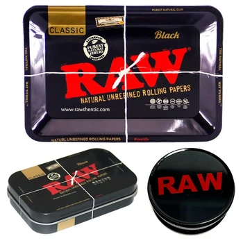 Kit de bandeja de rolamento de tabaco de metal, 18x12.5cm, 60mm, plástico, moedor de ervas, caixas de lata para cigarro, triturador de especiarias, acessórios para fumar