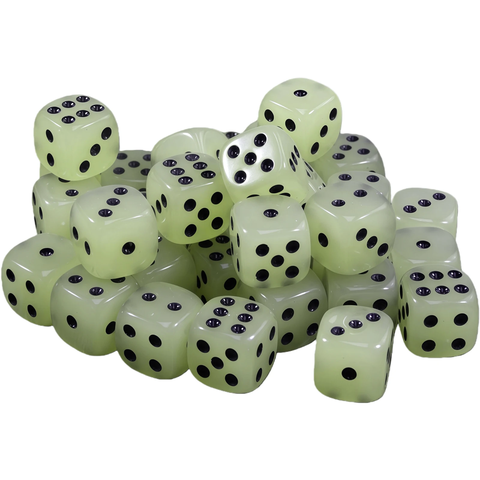 مجموعة نرد متوهجة في الظلام مكونة من 10 قطع، نقاط سوداء، زوايا مستديرة 14 مم، مستلزمات ألعاب الطاولة للترفيه في نادي البار