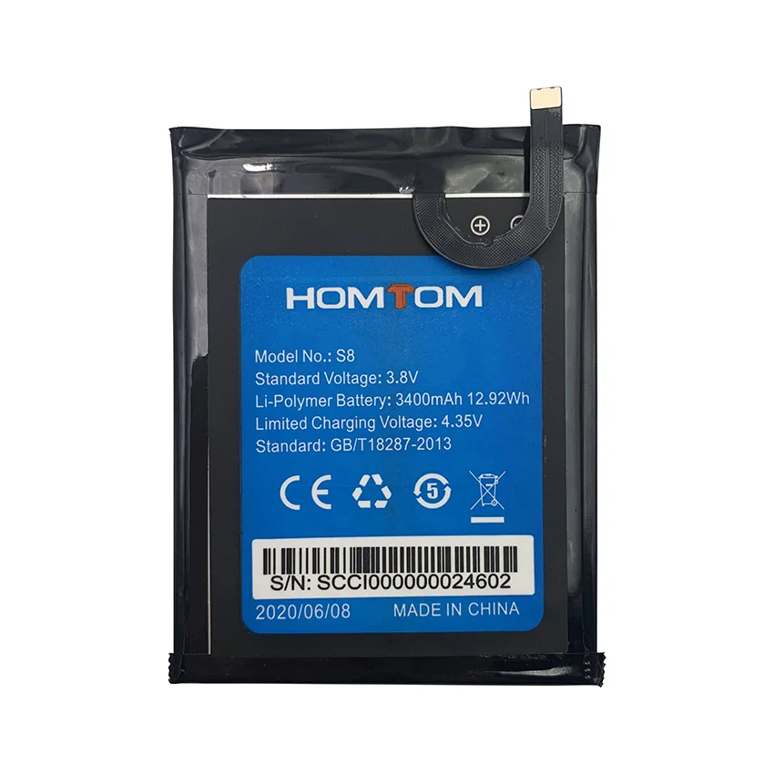 100% Original HOMTOM S8 Battery Replacement 5.7inch 3400mAh Backup Batteries  For HOMTOMS8 S 8 Smart Phone