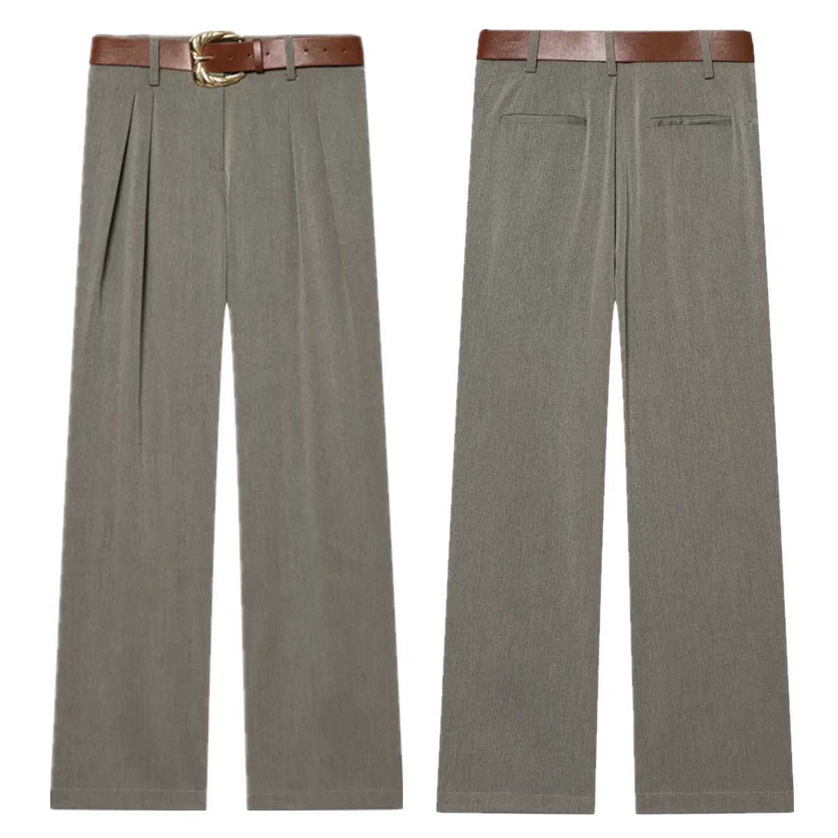 

Jenny&Dave Minimalist Grey Color Women's Pants Woman Clothes Straight Pants Women 2026 Spring Fashion Loose Trousers