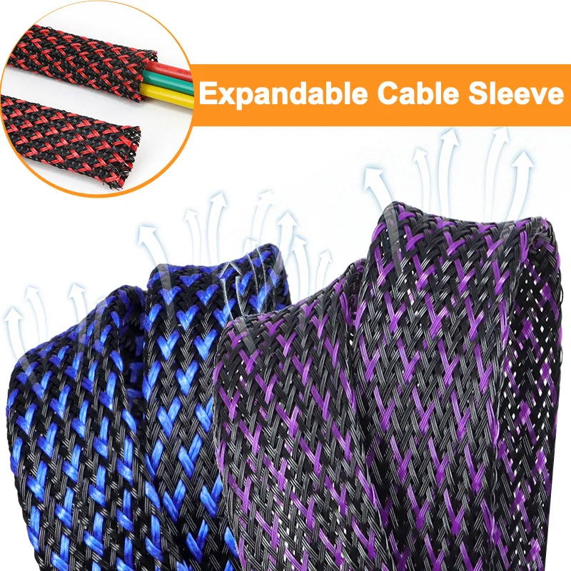 1 - 50m Insulation Sleeving 2/4/6/8/10/12/14/16/20/25/30mm Expandable PET Braided Sheath Wire Wrap Cover Protection Cable Sleeve