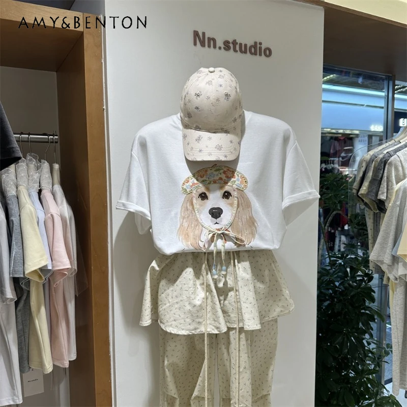 

Женская футболка с коротким рукавом, летняя новинка 2026, европейский стиль, дизайн в стиле Heavy Industry, мультяшный принт, топ средней длины, футболка с полурукавом